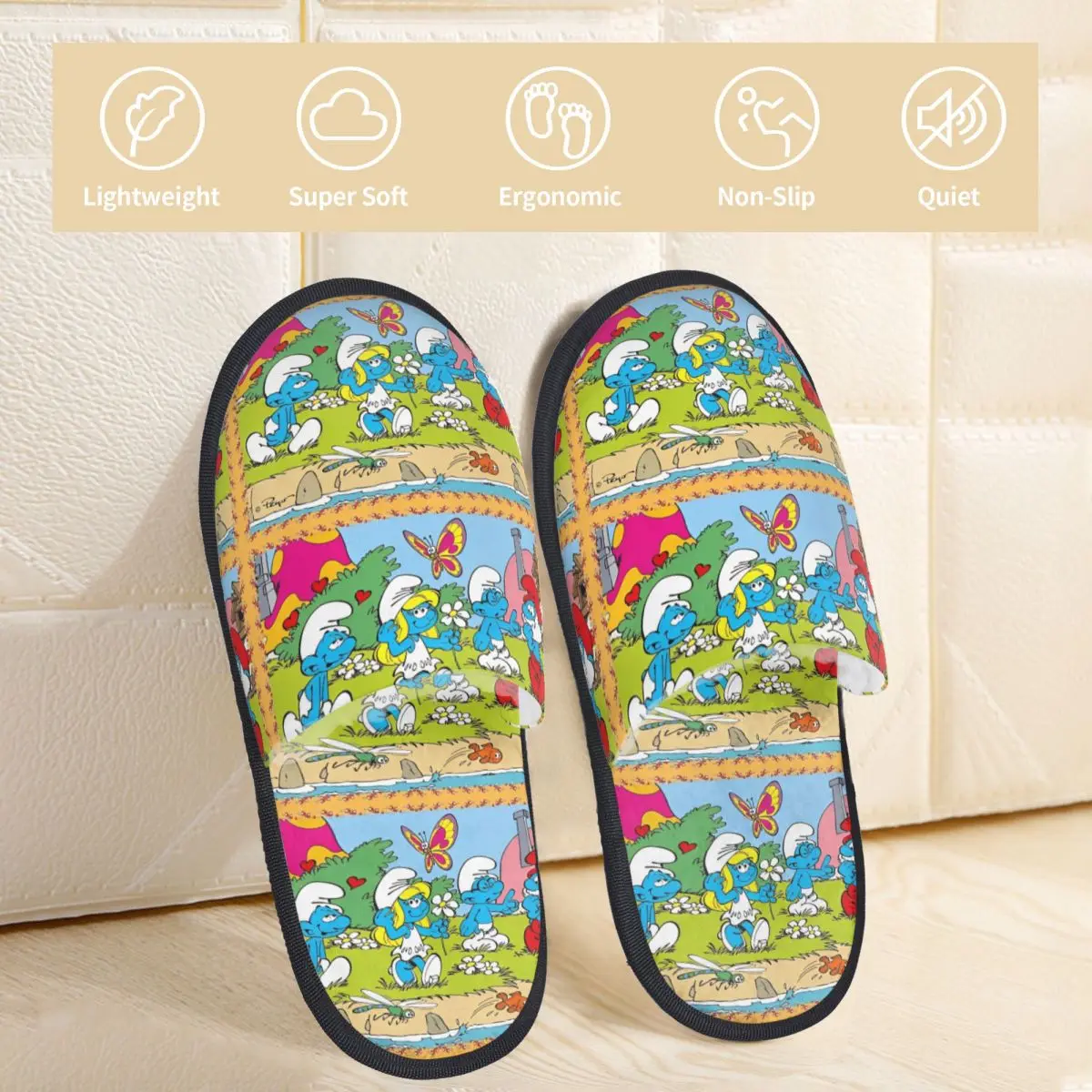 The S-Smurfs Синие мультяшные аниме 90-е тапочки Домашние уютные из пены с эффектом