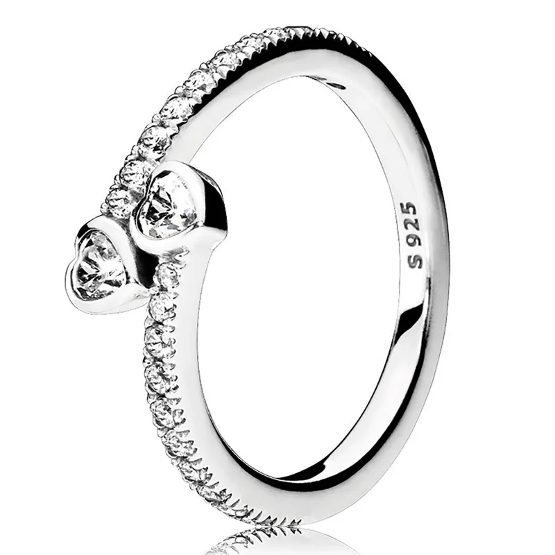 

Original Forever Hearts Ring With Crystal For Women 925 Sterling Silver Ring Gift Fine Europe Jewelry
