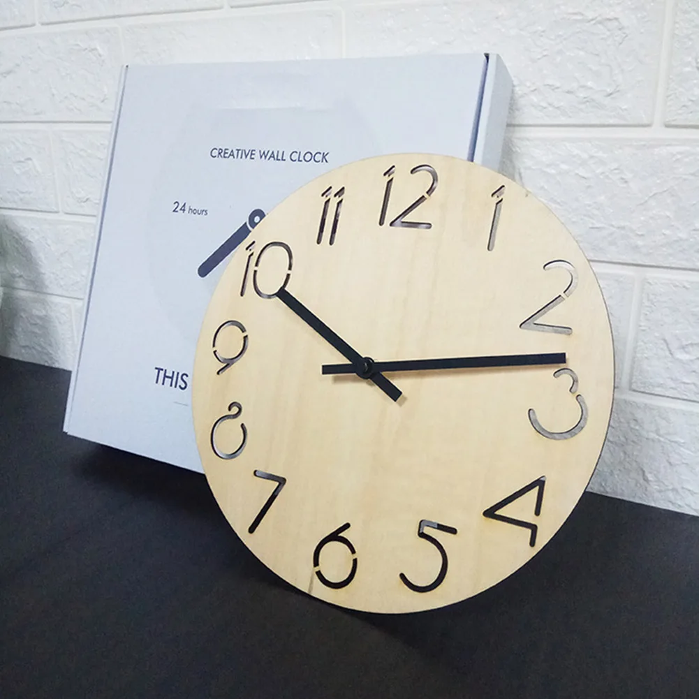 

Decoration Wall Clock Wall Clock Wooden 1pcs Basswood Diameter 24cm Electronic Clock Living Room Office Rustic