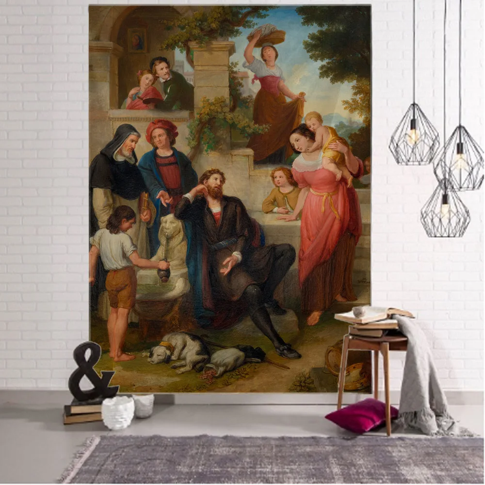 Картина маслом в стиле ретро гобелен с принтом настенная ткань для гостиной