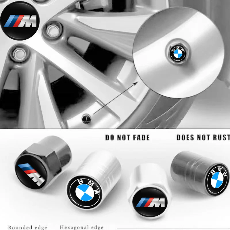 Фото Комплект из 4 колпачков для ниппелей из алюминиевого сплава для BMW G01 G02 F22 F23 E46 E93 E39 G26 F01 F02 F06 G32 G20 G29 X3 X5 №3