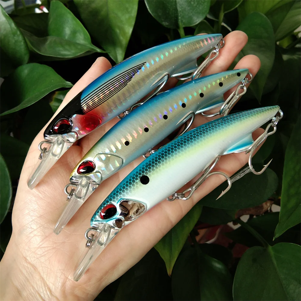 

Noeby 3pcs 11cm 64g Sea Minnow Heavy Sinking Lure Rocks Beach Hard Bait Tuna Wobblers Carp Crankbait Pike with Treble Hooks