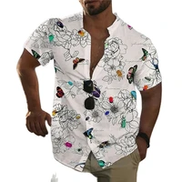 2022 butterfly shirts for men 3d print mens hawaiian butterfly shirt beach short sleeve fashion top tee shirt man blouse camisa