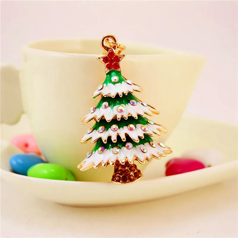 

Christmas Decoration Key Chain Rhinestone Oil Dripping Christmas Tree Keychain Car Key Holder Pendant Jewelry Gift Accessories