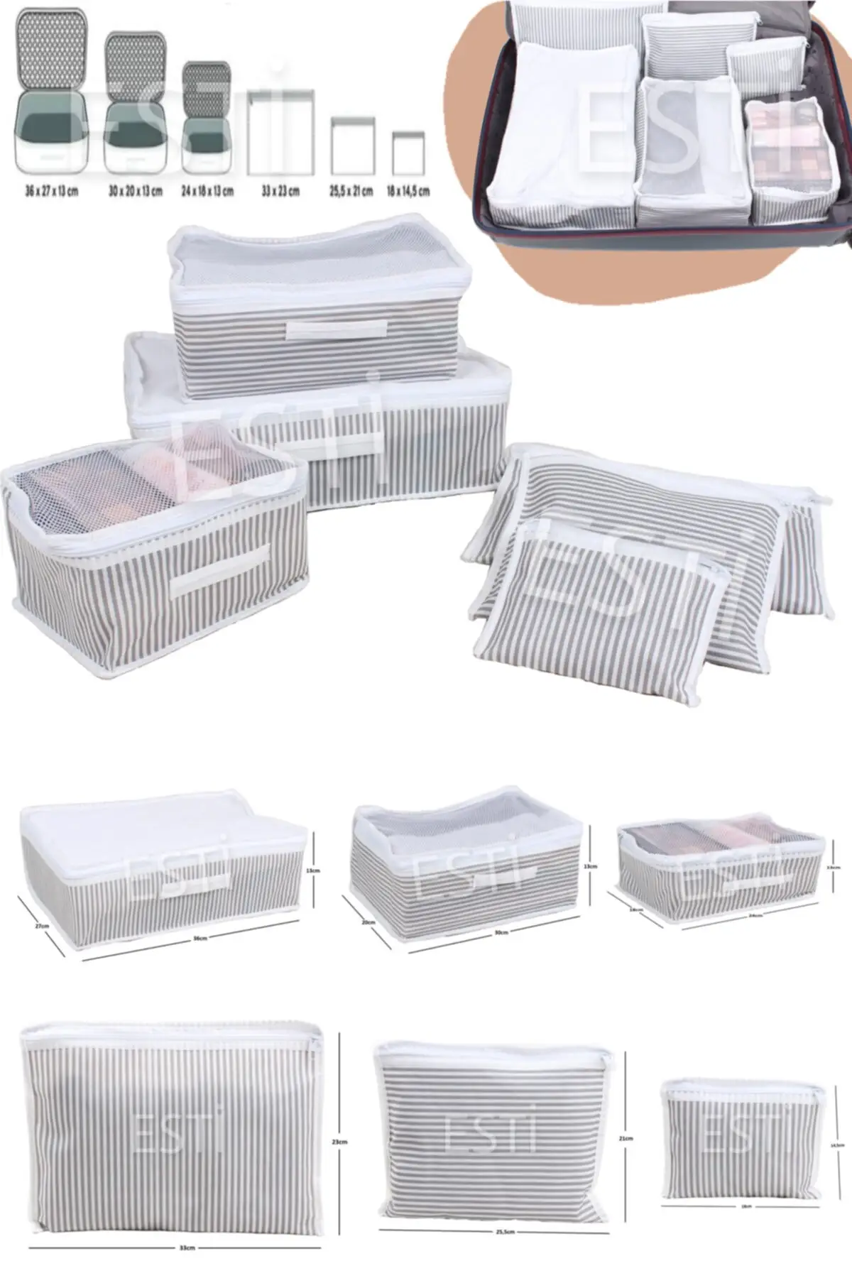 

6'lı Suitcases Cabinet Regulator Set Striped