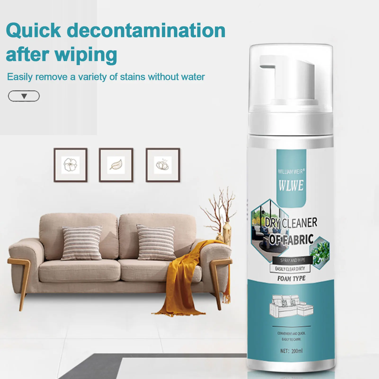 

Car Seat Cleaner Couch Cleaner For Fabric Foam Cleaner 200ml Multi-Purpose Foaming Fabric Clean Quick-Dry Sofa Cleaner