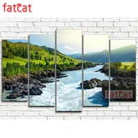 fatcat natural scenery 5 piece diy diamond painting full square drill diamond embroidery mountains and rivers wall decor ae3353