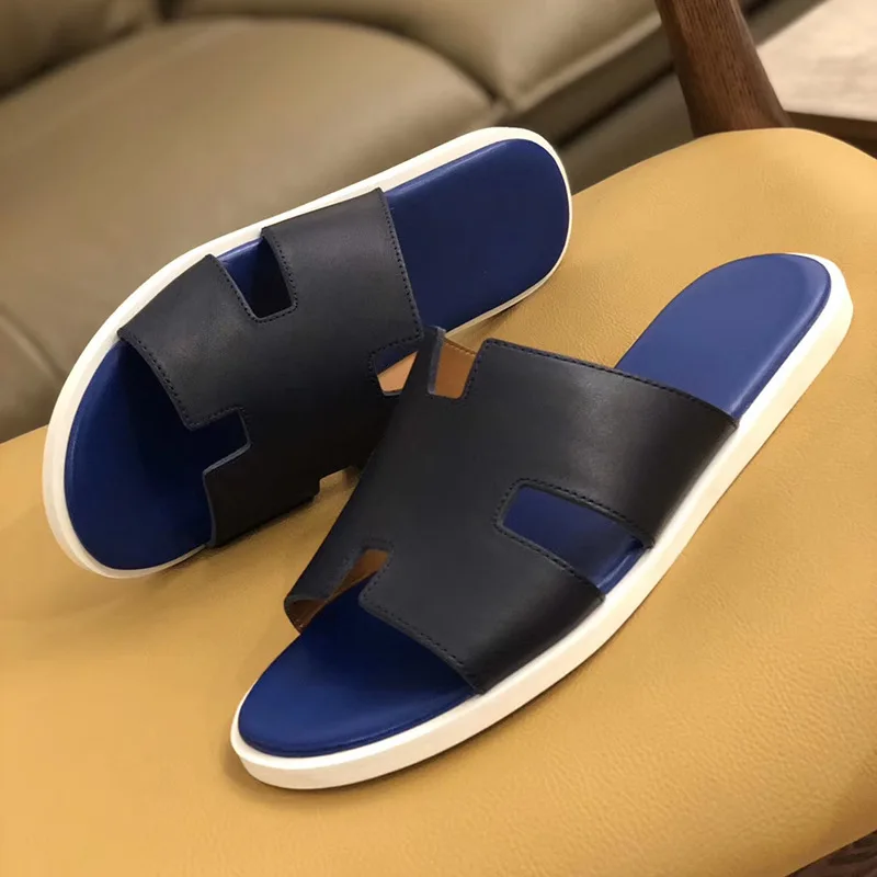 New Genuine Leather Non-slip Slippers Men Beach Sandals Comfortable Summer Shoes Men Slippers Classics Men Flip Flops images - 6