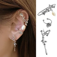 womens korean delicate butterfly clip earrings temperament elegant natural freshwater pearl no piercing cartilage ear jewelry