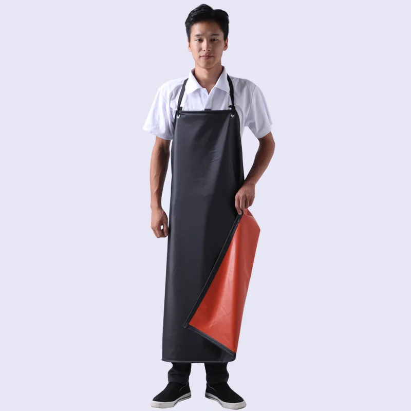 Kitchen Black Green Composite Apron Waterproof PVC Leather Thickened Oil-proof Weak Acid Alkali Resistant Food Factory Apron