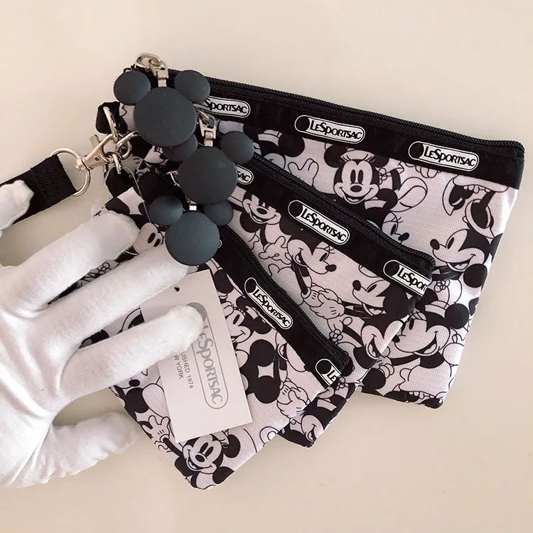 

Disney Waterproof Multi-layer Clutch Bag Organizer String Wrist Bag Three-piece Detachable Mickey Minnie Cute Coin Purse