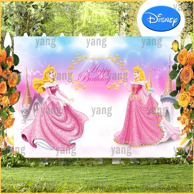 Cartoon Splendid Sleeping Beauty Princess Aurora Sweet Candy House Backdrop Colorful Background Baby Shower Girls Birthday Party