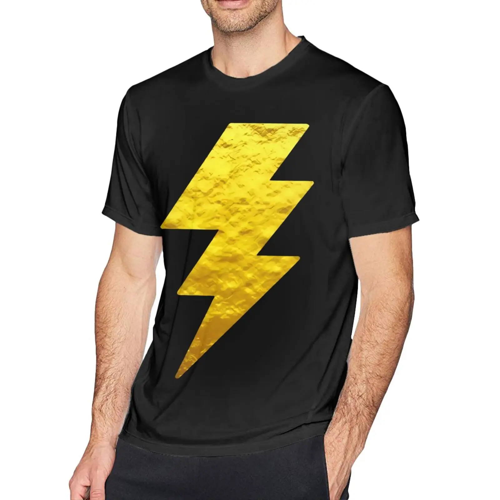 

Мужская футболка с принтом молнии болта, золотого цвета, в стиле аниме