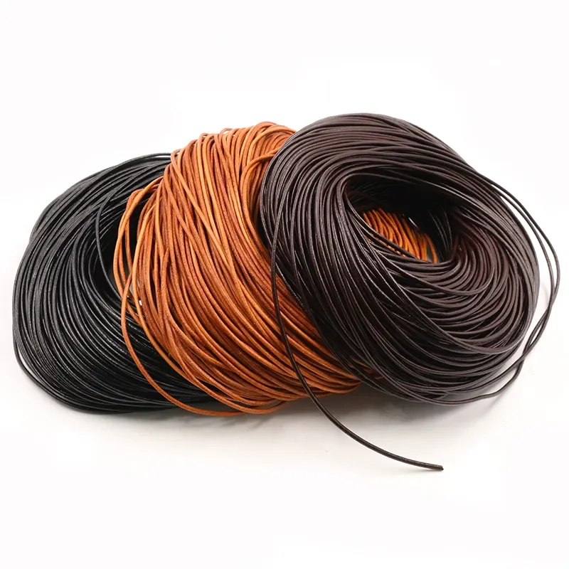 4 Color Genuine Cow Leather Round Thong Cord DIY Bracelet Findings Rope String For Jewelry Making