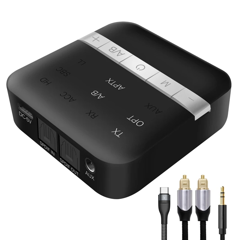 

APTX Bluetooth 5.0 Receiver Transmitter APP Control 3.5MM AUX SPDIF CSR8675 Wireless Audio Receptor for TV Speaker