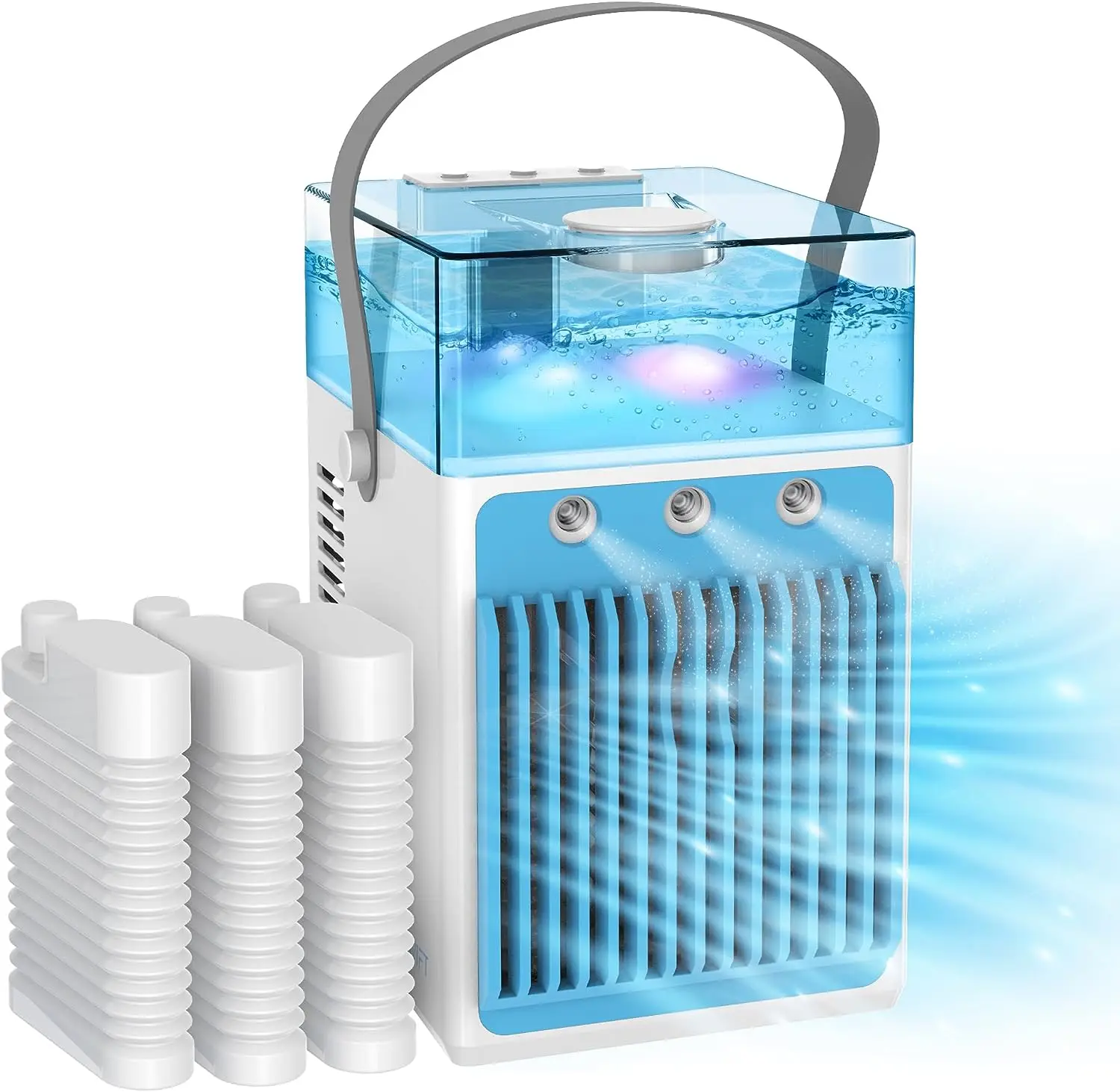 

Swift Portable Air Conditioners no windows needed, Mini Evaporative Personal Air Cooler & Humidifier, 7 color lights, 3 Spee