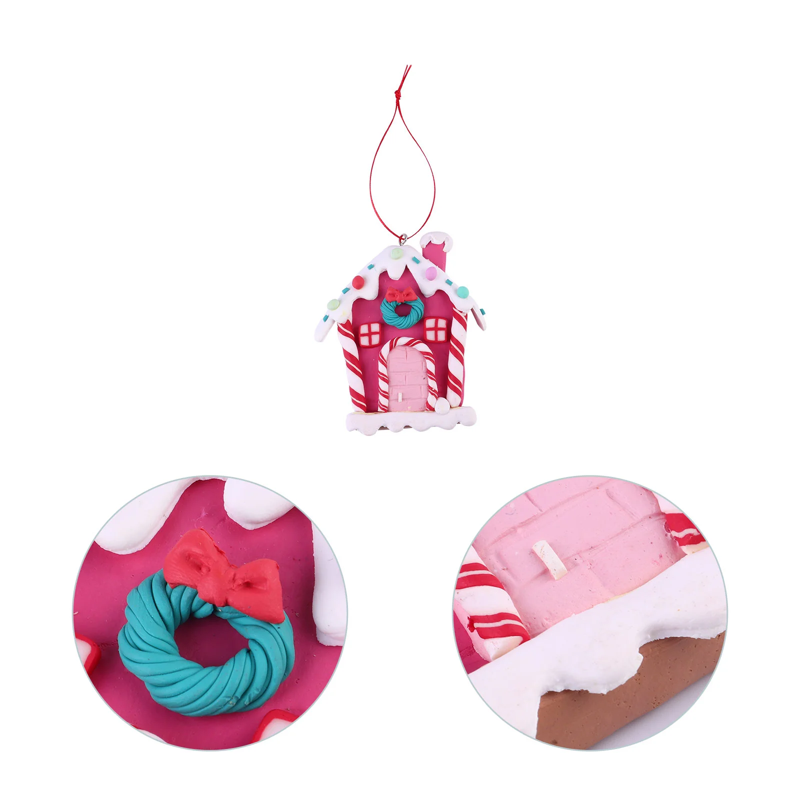 

1 Set 2 Pcs Christmas Decorations Polymer Clay House Pendants (Assorted Color)