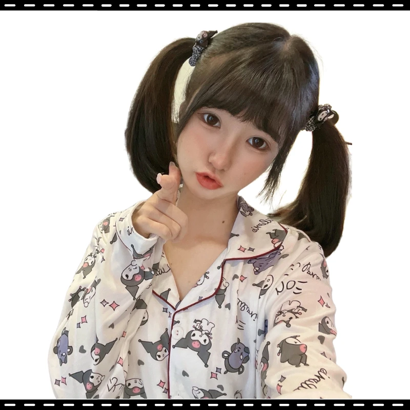 

Anime Peripherals Kuromi Fall Ins Long Sleeves Pants Cute Pajamas Students Cardigan Homewear Fashion Clothes Ladies Gifts