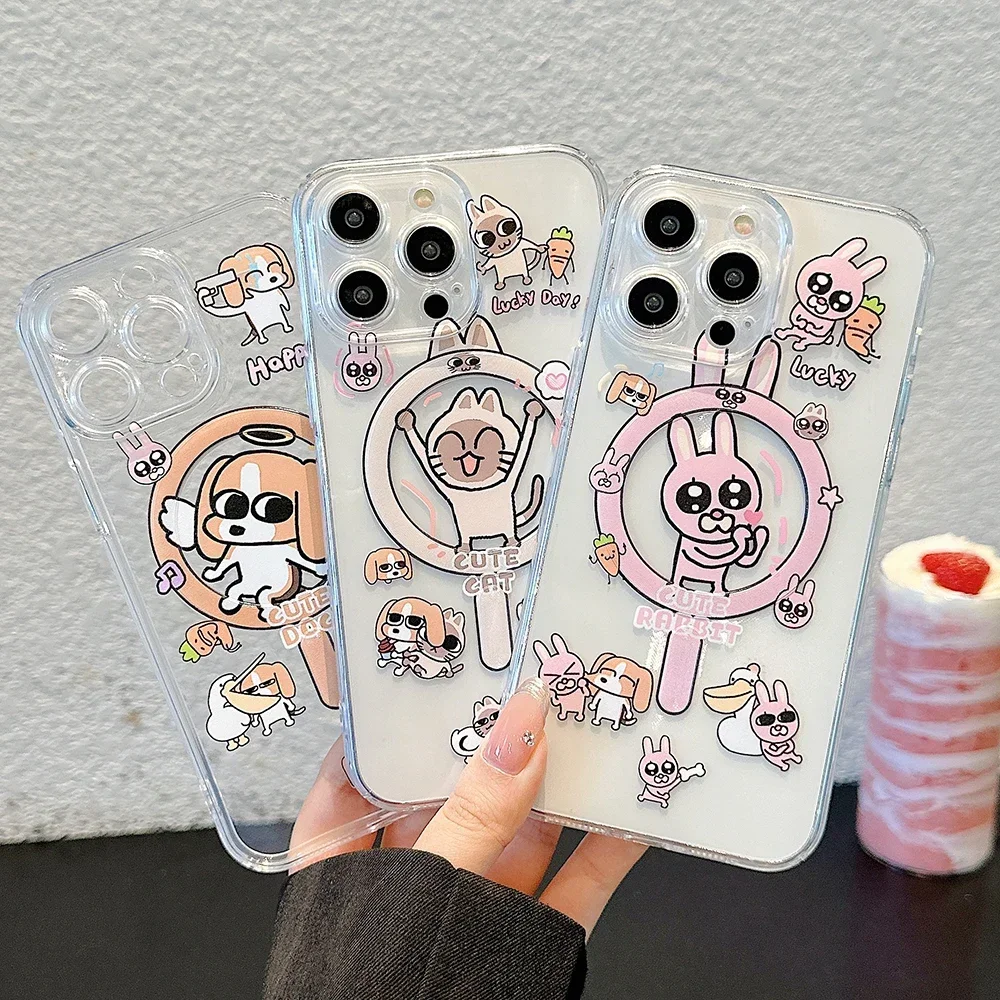 Kawaii Siam Lip Magsafe Magnetic Phone Case for Samsung Galaxy S24 S23 S22 S21 S20 FE Plus Ultra 5G Soft Clear Tpu Cover
