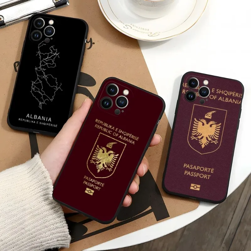 

Чехол для телефона с паспортом Албании для Iphone 12ProMax 11 13 14 Pro Xs Max Mini Xr X 7 8 6 6s Plus