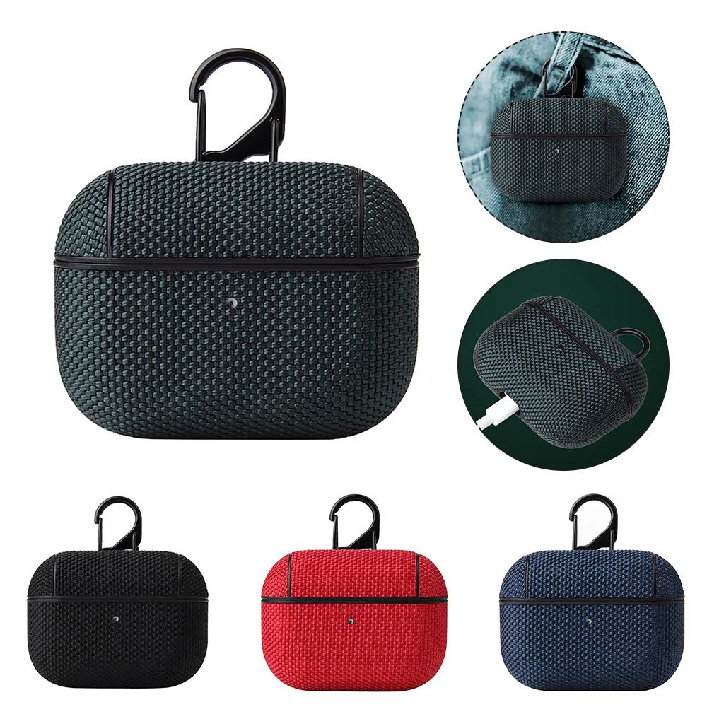 Нейлоновый чехол для наушников Airpods pro 3 2 1 с полной защитой на 360 градусов крючком