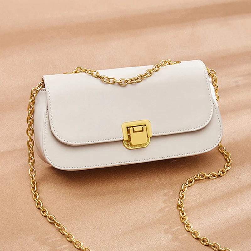 2022 Fashion Luxury New Genuine Leather Crossbody Bag Vintage Shoulder Bag Fashion Cowhide Chain Women's Bag