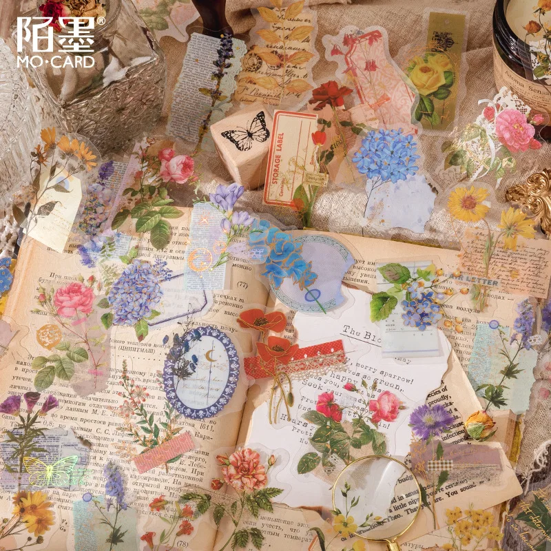 

Hot Stamping Sticker Plant Flower PET Hand Account Material Stickers Scrapbooking Planner Decorative Stationery Sticker