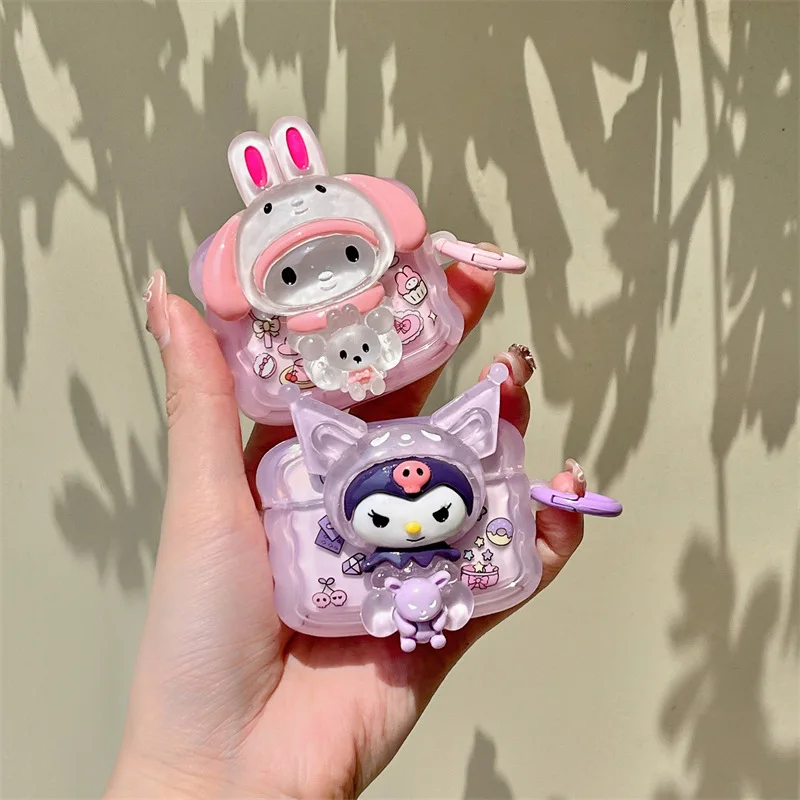 

3D светящиеся беспроводные наушники Kawaii Sanrio My Melody Kuromi Bluetooth, аксессуары для наушников AirPods 1 2 3 Pro 2