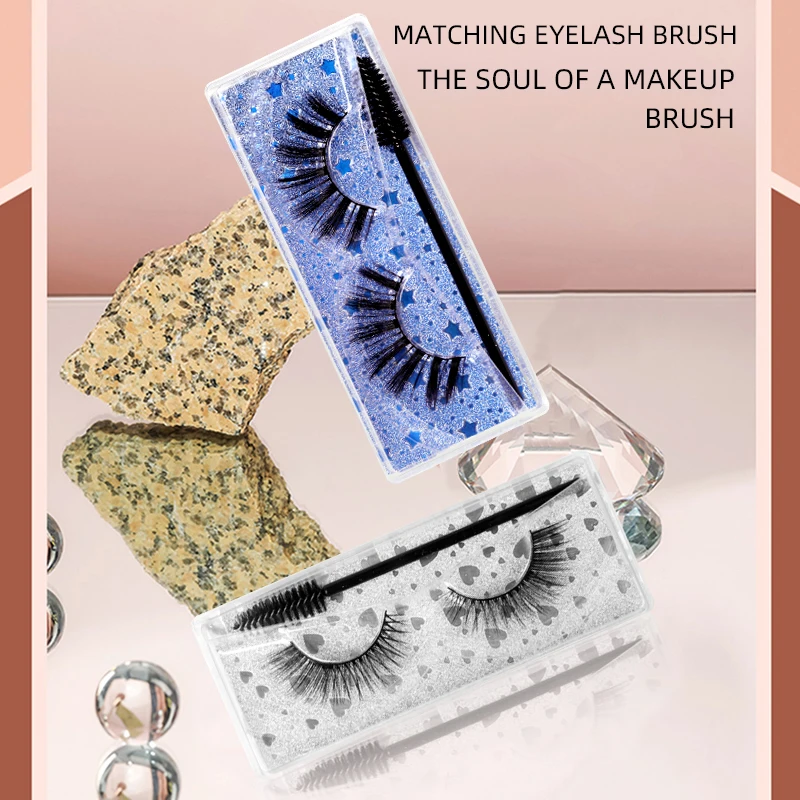 

2BOXS 3D Faux Mink Lashes Natural False Eyelashes Dramatic Fluffy Soft Wispy Volume Cross Reusable Eyelash MaKeup Tools