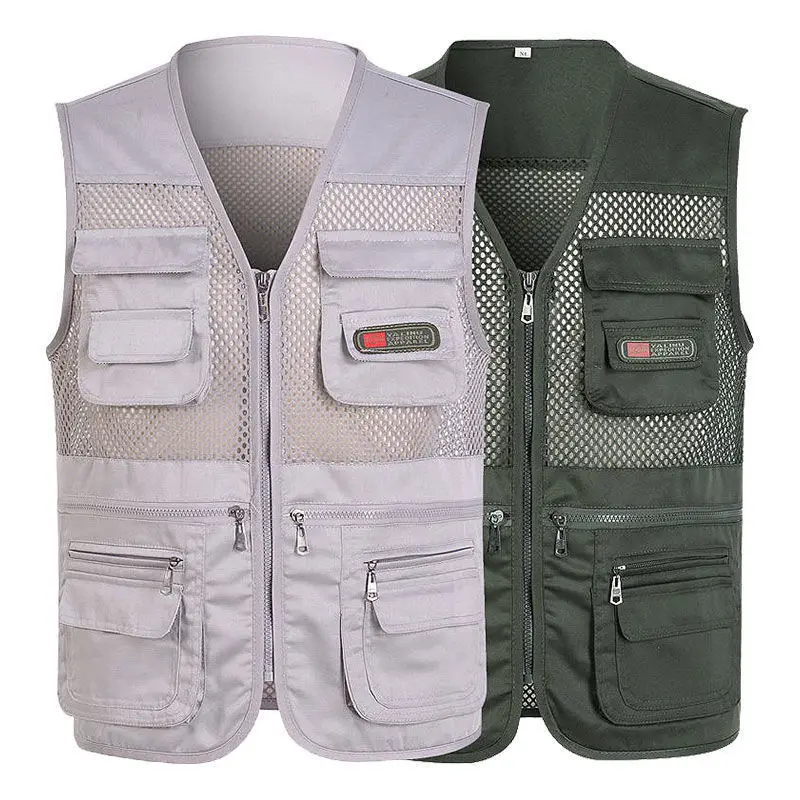 

Жилет мужской тонкий, летняя Тонкая Повседневная безрукавка из вискозы, рабочая одежда с несколькими карманами, весна-осень