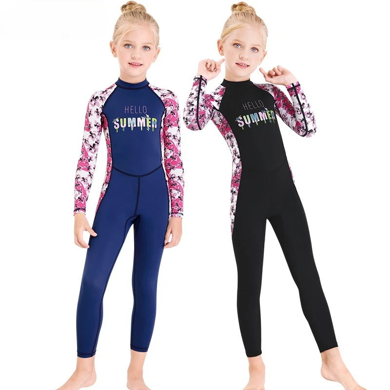 

Girls Long Sleeve Swimsuit Full Body Sun UV Protection UPF 50+ Rashguard Sunsuits with Back Zip Swimwear Beachwear Girl Swimwear
