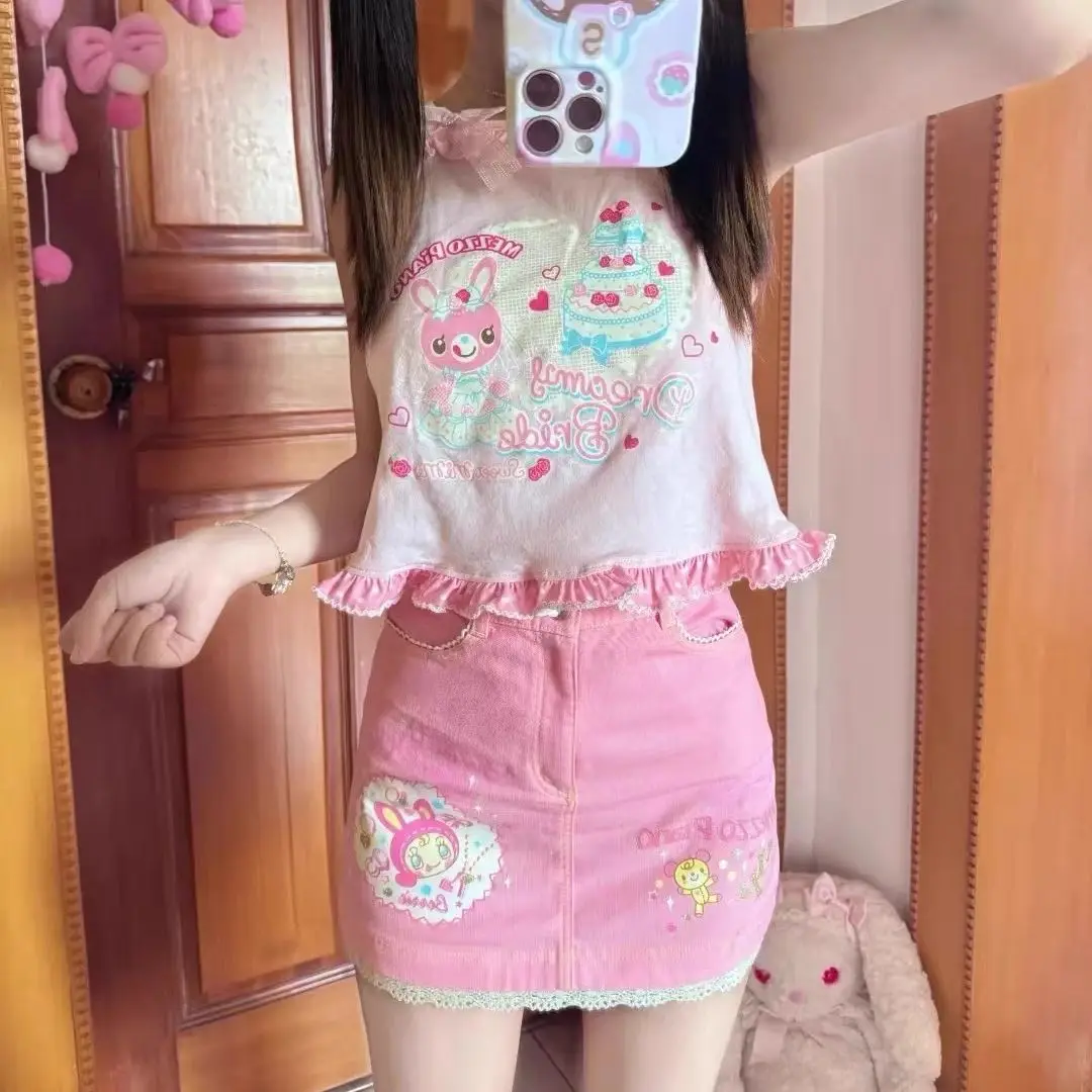 Кружевной жилет в японском стиле Лолита с оборками и бантом Милая Короткая