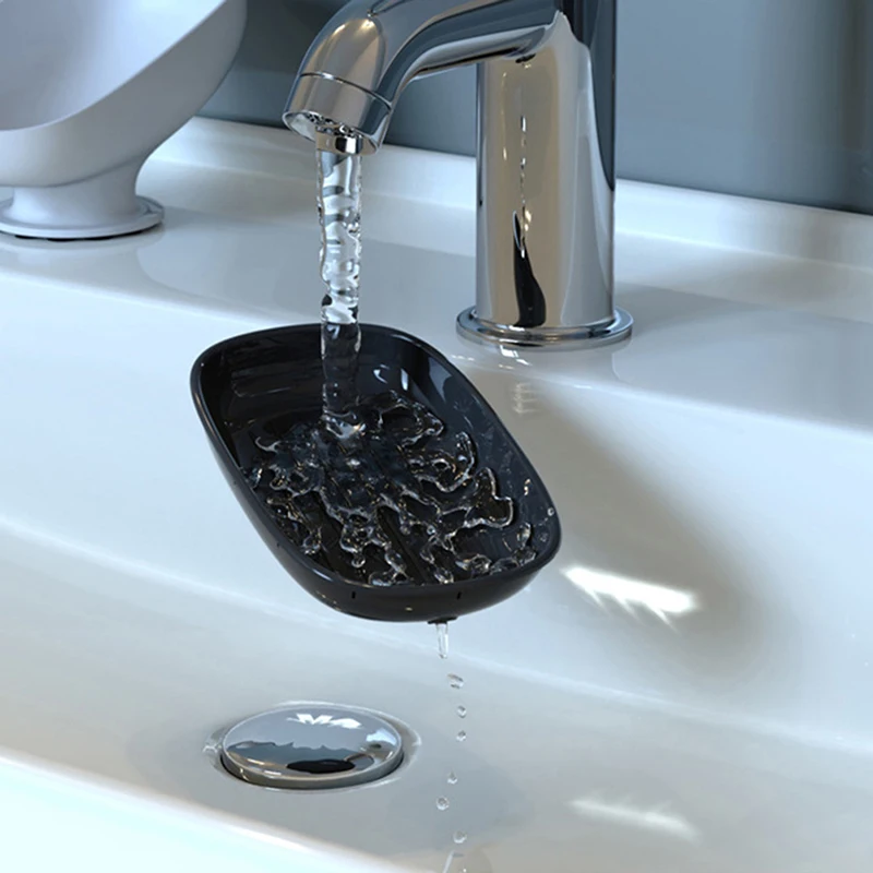 

1pc Super Suction Cup Soap Dish With Drain Water For Bathroom Soap Holder Kithcen Sponge Holder Soap Container Bathroom Supplies