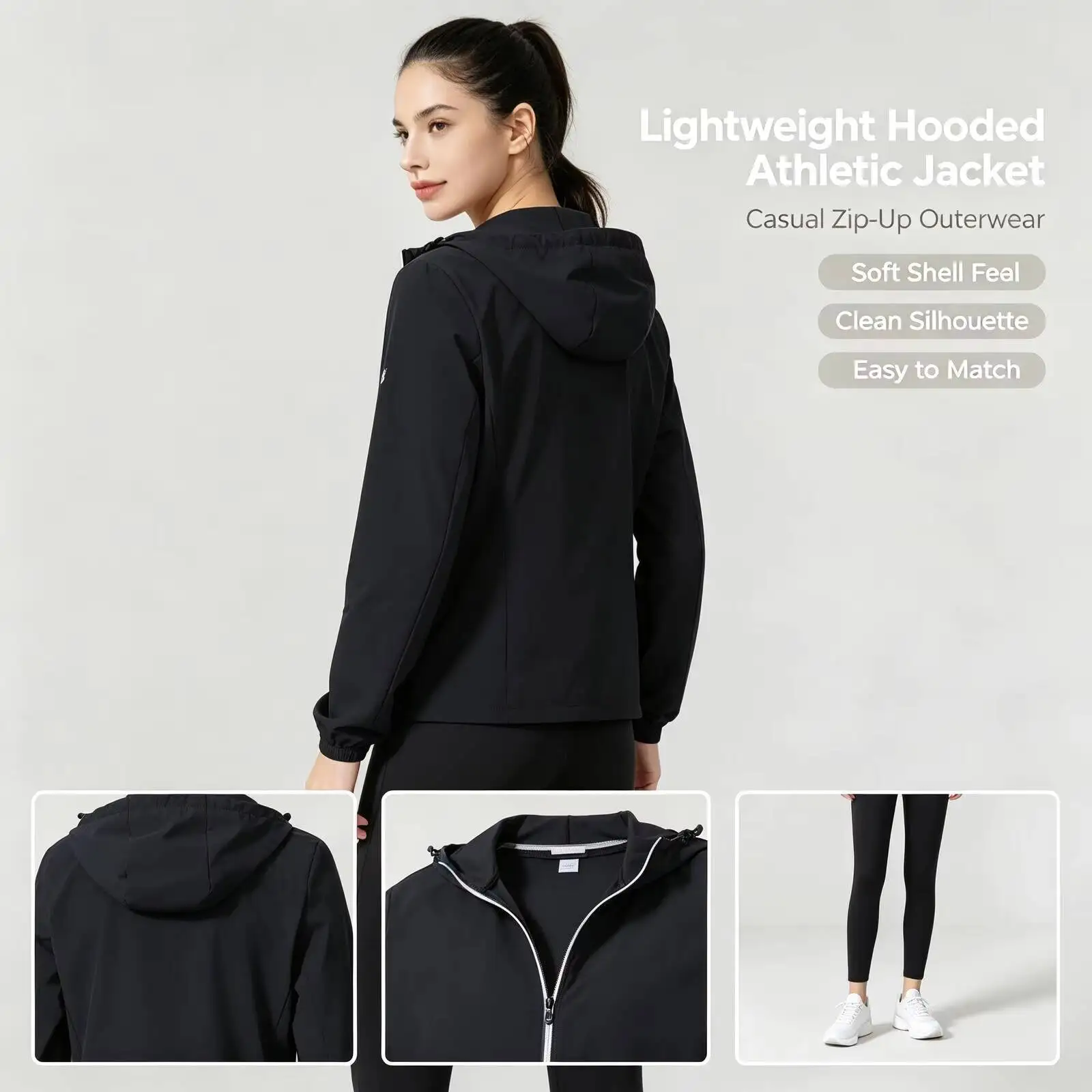 Фото Новая женская легкая куртка Under Armour с капюшоном, спортивная повседневная модная верхняя одежда, черная, на молнии, для занятий спортом 22500410 №1