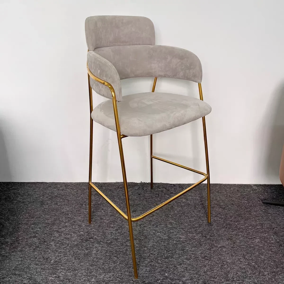 Лидер продаж стул для высокой стойки бархатный подлокотник из нержавеющей стали