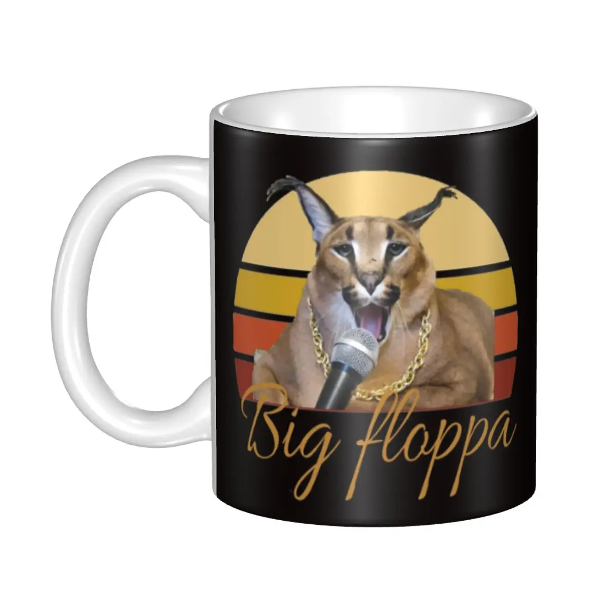 

Nordic Style Big Floppa Cat Coffee Mugs DIY Customized Ceramic Tea Milk Mug Men Women Outdoor Work Camping Cups