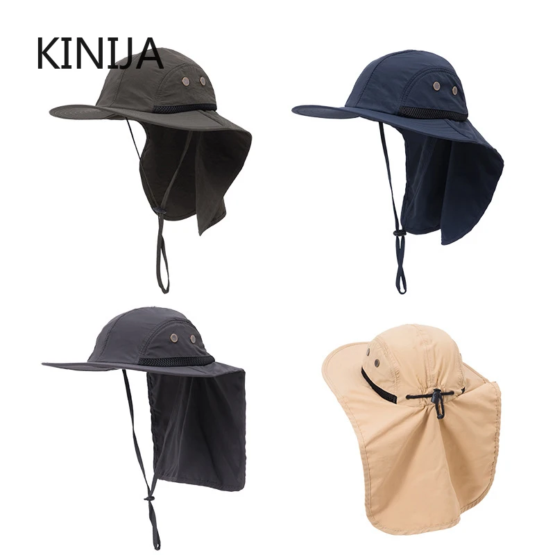 Summer Hat for Women Men Outdoor Hiking Fishing Neck Protection Visor Cap Quick Drying Sunshade Fisherman Hat Safari CAP FOR MAN