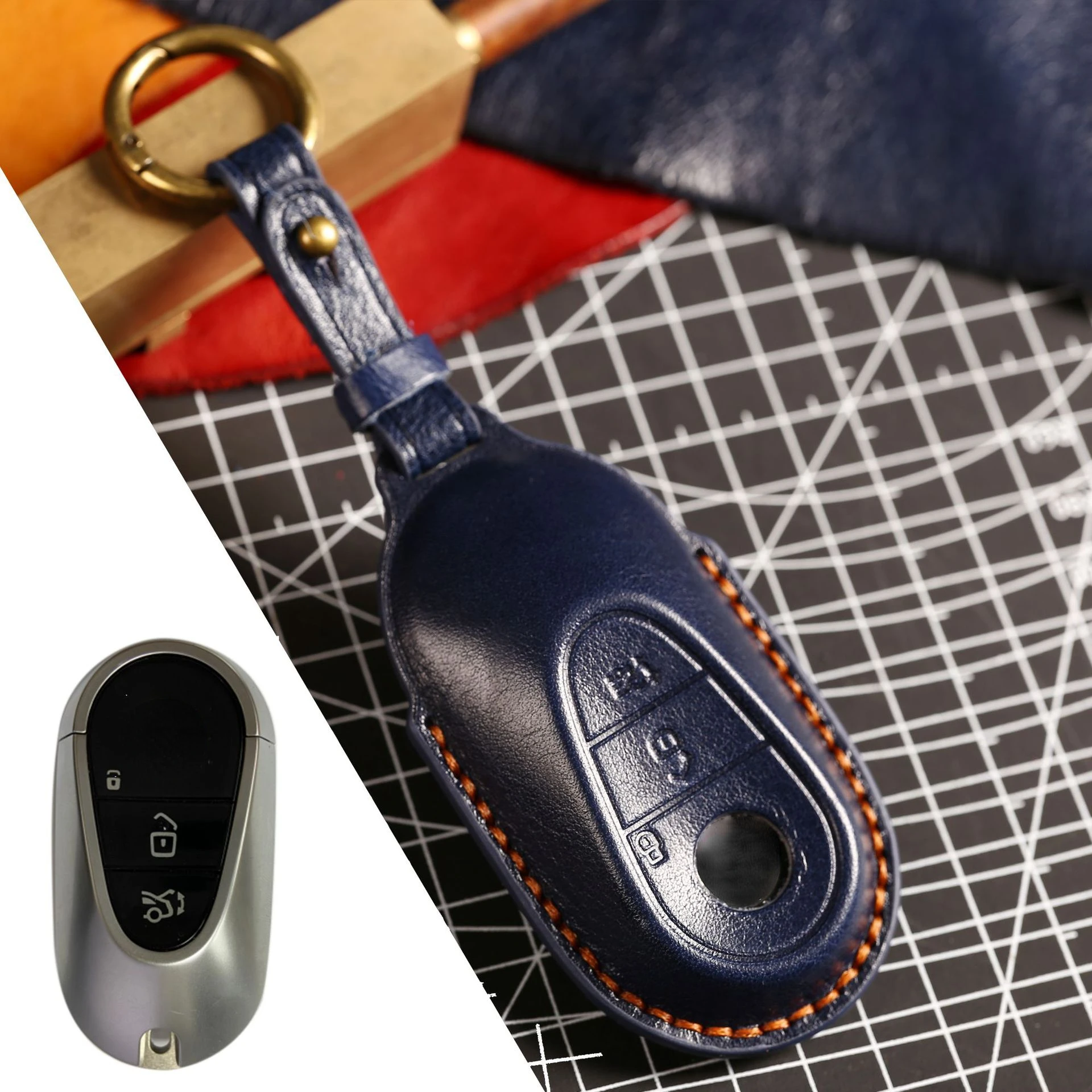 

Leather Car Key Case Cover Shell for Mercedes Benz C E Class S400L W223 W206 C260 C300 S450 S480 S500 S400 Maybach Accessories