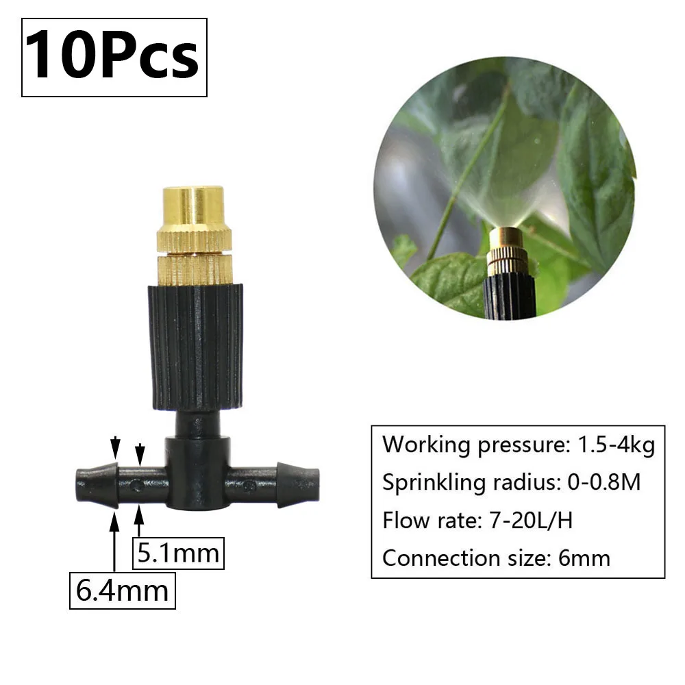 1/4inch Misting Nozzle Dripper Watering Sprayer Atomizing Sprinkler Garden Irrigation System With Hose Tee Barb Thread Connector images - 6