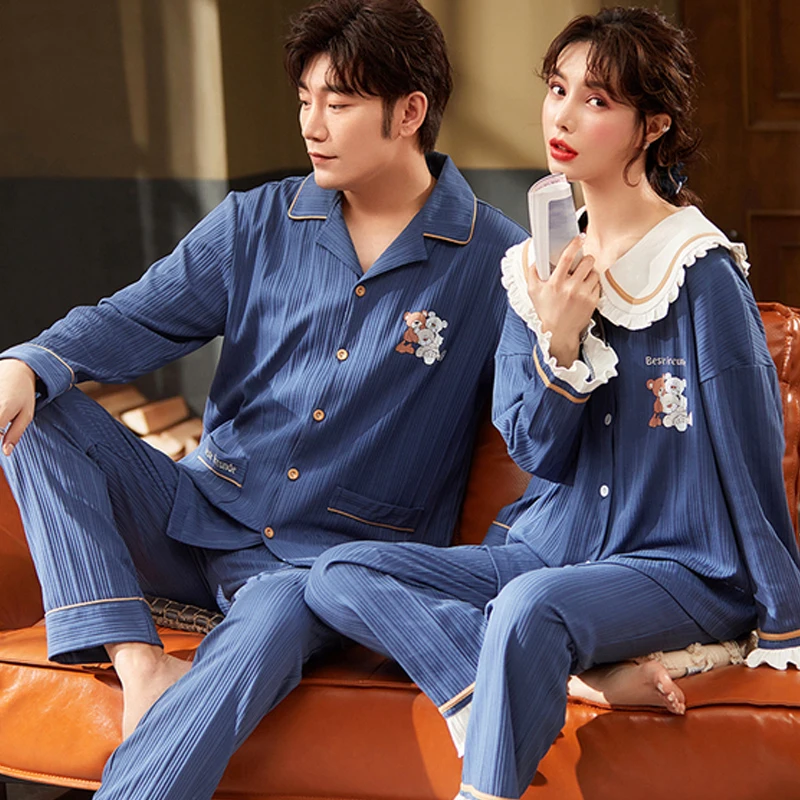 QUHENG Newest Men's Pajamas for Suit 2022 Autumn and WinterLong Sleeve Warm Cotton Home Clothes Large Pajama Women Suit Set