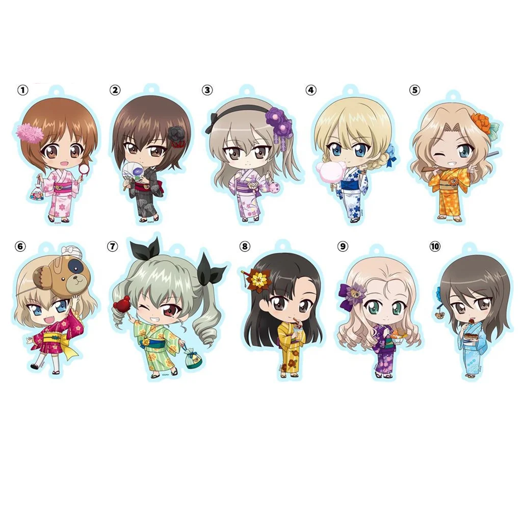 

Anime GIRLS und PANZER Keychain Doll Nishizumi Miho Kadoutani Anzu Koyama Yuzu Kawashima Momo Acrylic Keyring Pendant for Gift