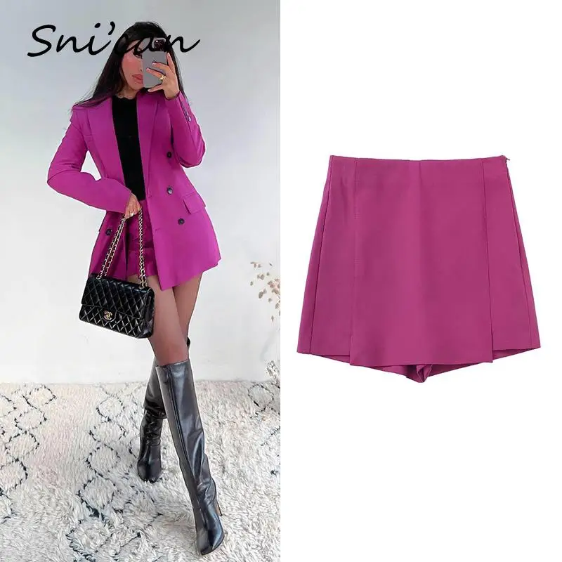 Pink Shorts Skirts Fashion Spring Summer A Line High Waist Suit Office Ladies Capris Pantalon Pour Femme 2022 Women Bottom New