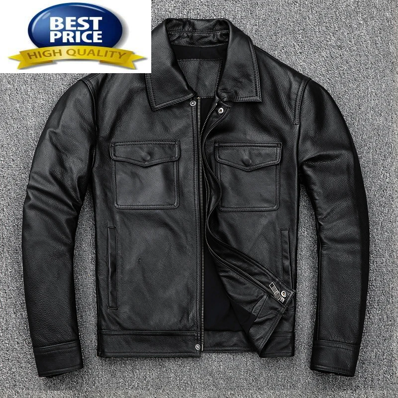 

Genuine Leather 100% Jacket Men Vintage Natural Cowhide Male Motorcycle Jackets Man's Coat Spring Autumn Clothes Fashion