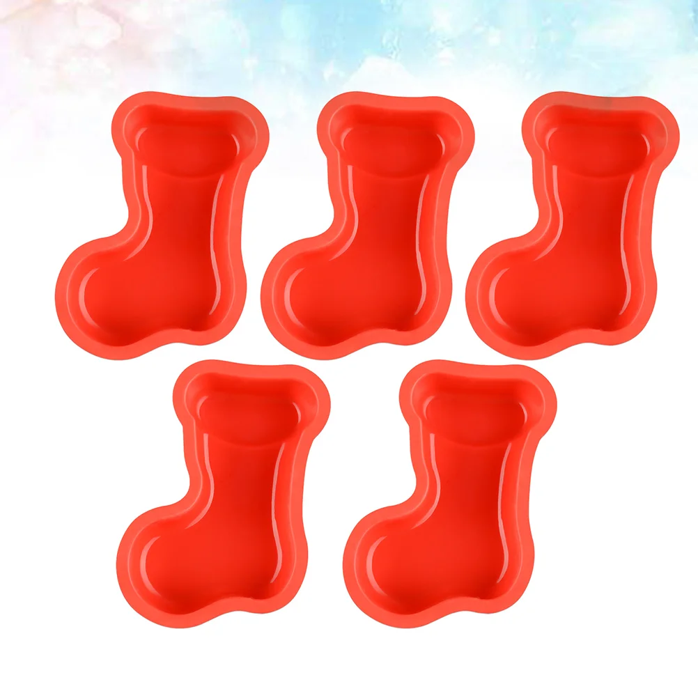 

Silicone Christmas Molds Diy Moulds Baking Stocking Nonstick Soap Forcake Chocolate Ice Cream Chrsitmas