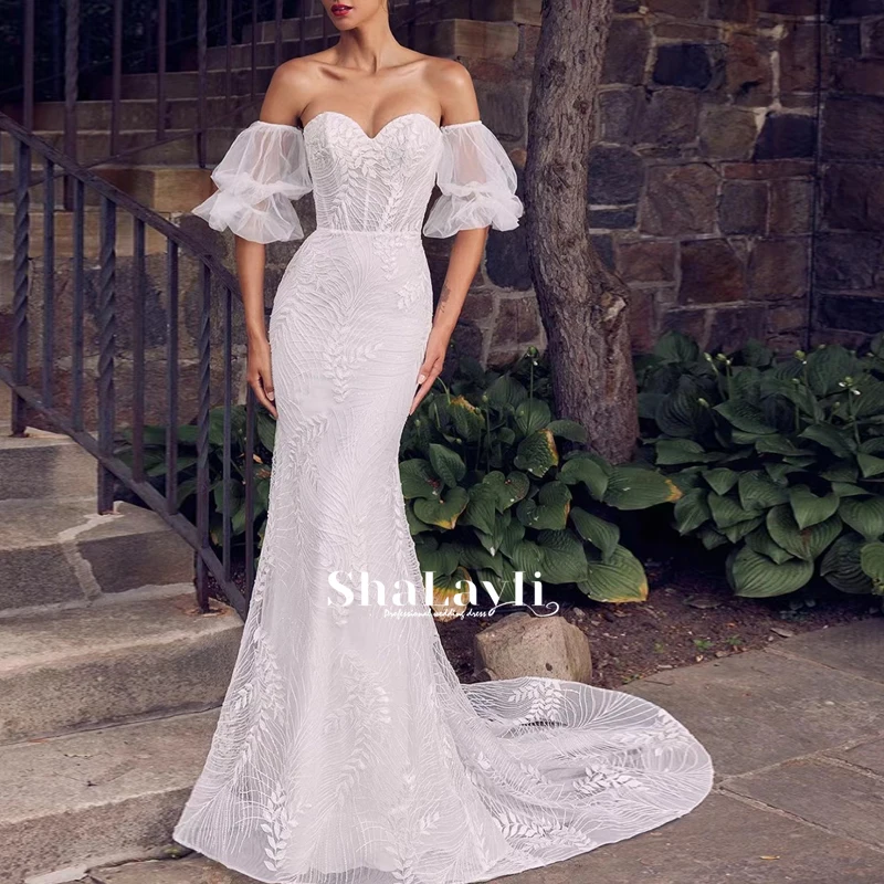 

Wedding dress Mermaid wedding dress luxury retro champagne v-neck applique decoration wedding gown big skirt