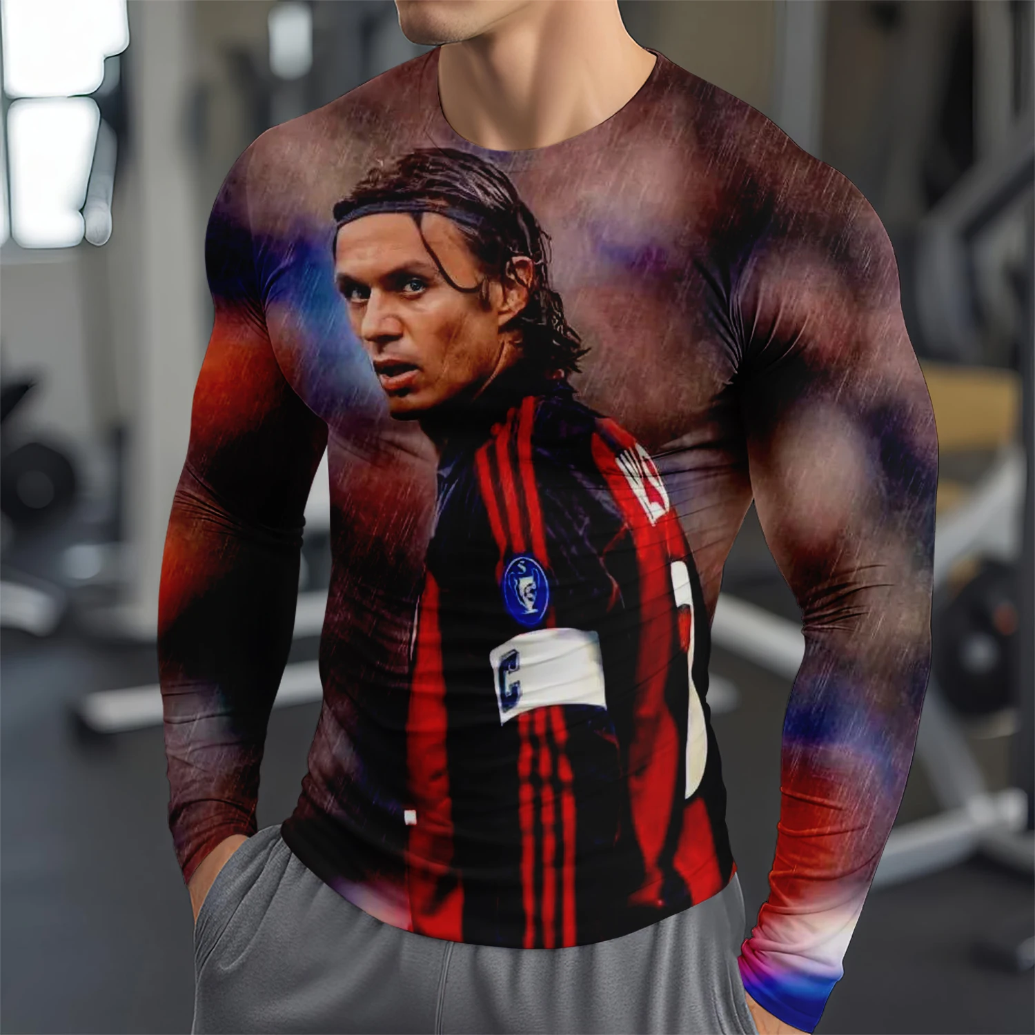 Модная Футболка Maldini С 3D Принтом Звезды И Длинными Рукавами Удобный Спортивный