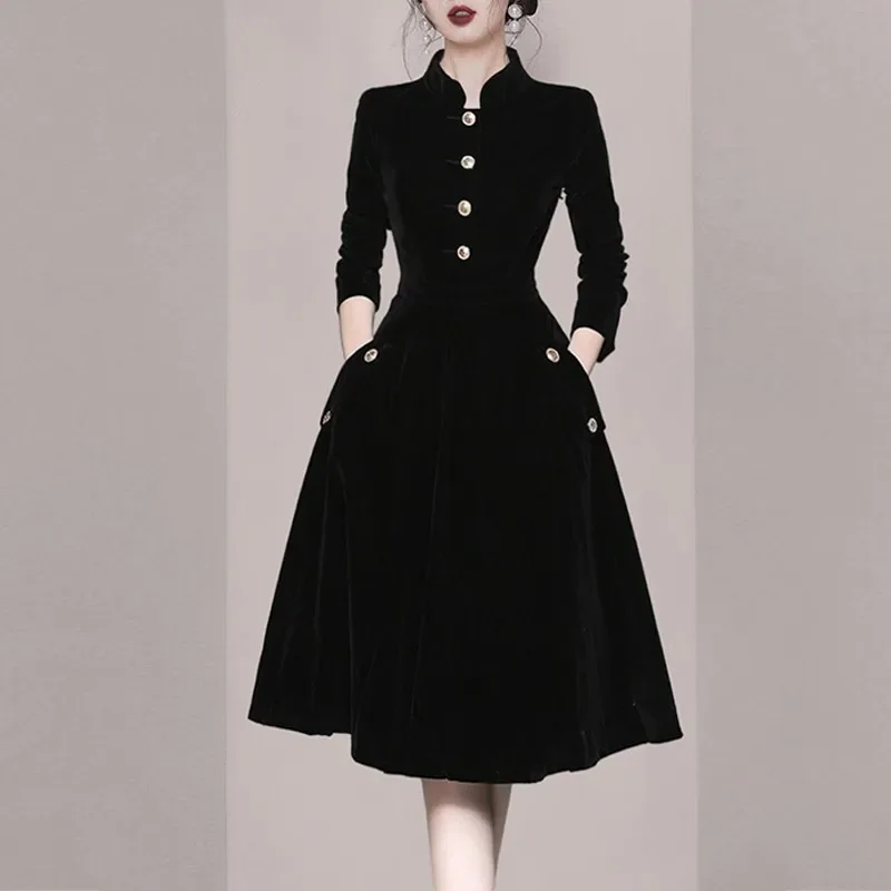 Винтажное большое платье-раскладушка Hebon женская мода 2023 весеннее новое светское