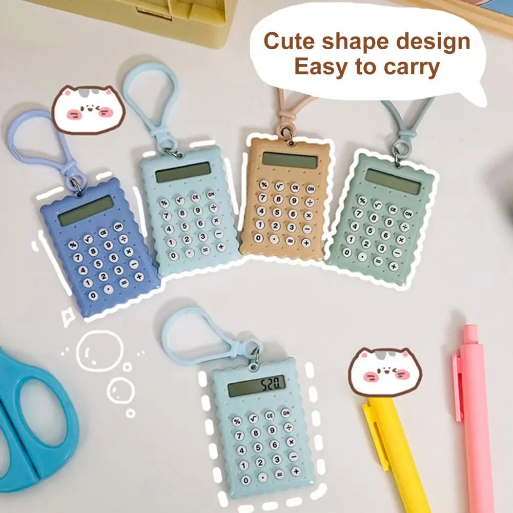 

Pocket Calculator Fast Response Counting LED Large Screen Cartoon Biscuits Shape Mini 8-Digit Student Calculator for School