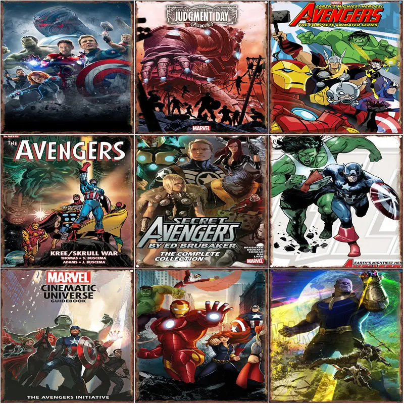 

Marvel Comics Metal Tin Painting Spiderman Hulk Black Widow Pictures Retro Signs Gamers Room Home Bar Art Wall Aesthetic Decor
