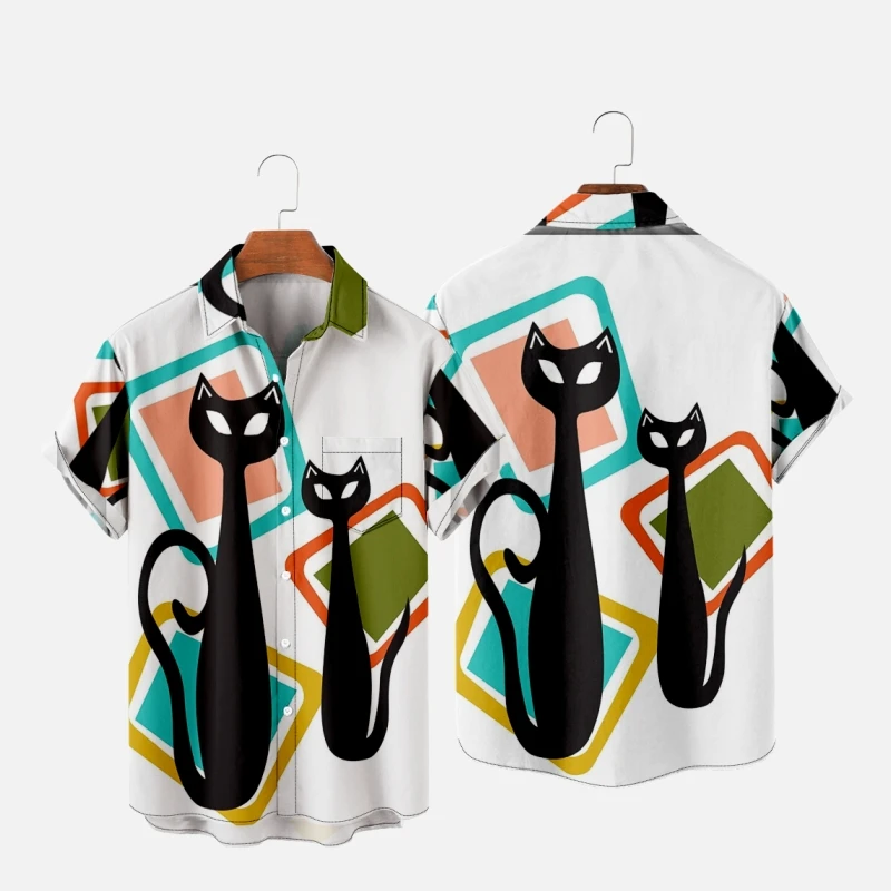 

Гавайская футболка Y2K Мужская, модная уютная Повседневная пляжная рубашка оверсайз с короткими рукавами и 3D-принтом, в стиле ретро, 011